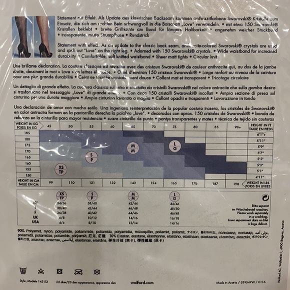 🔥Wolford “Loveletter” tights size medium in black - Picture 5 of 8